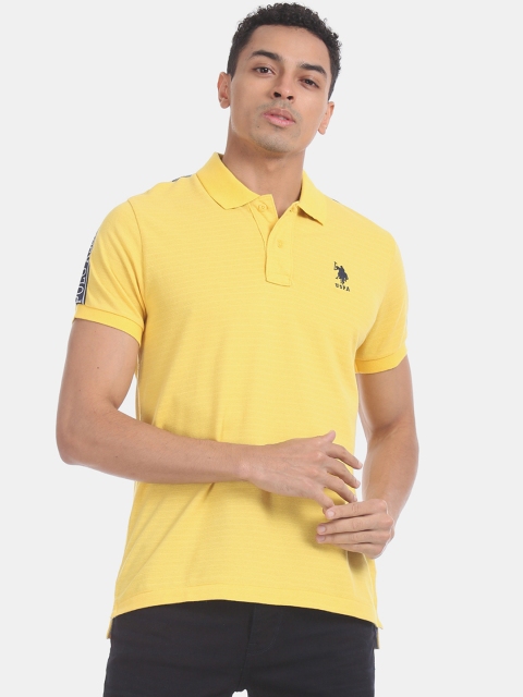 

U.S. Polo Assn. Men Yellow Solid Polo Collar T-shirt