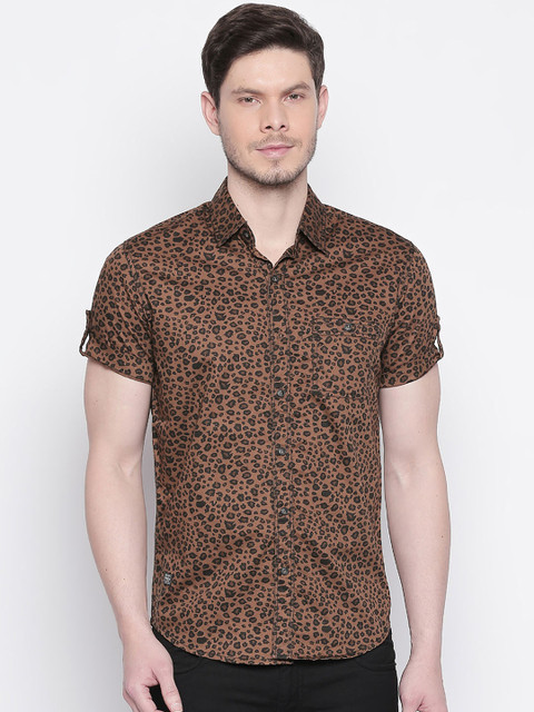 

Mufti Men Brown Slim Fit Printed Casual Shirt