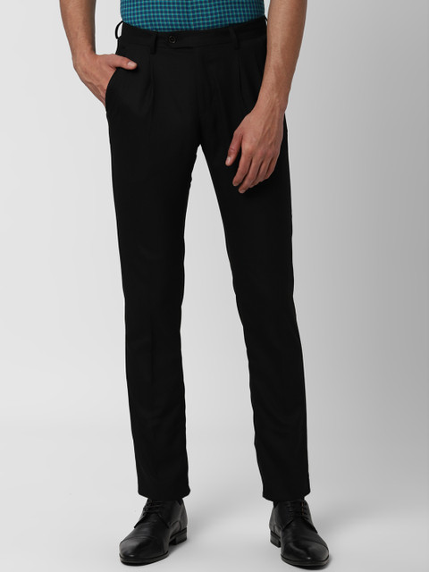 

Peter England Men Black Slim Fit Solid Regular Trousers