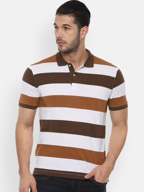 

Van Heusen Men White Striped Polo Collar T-shirt