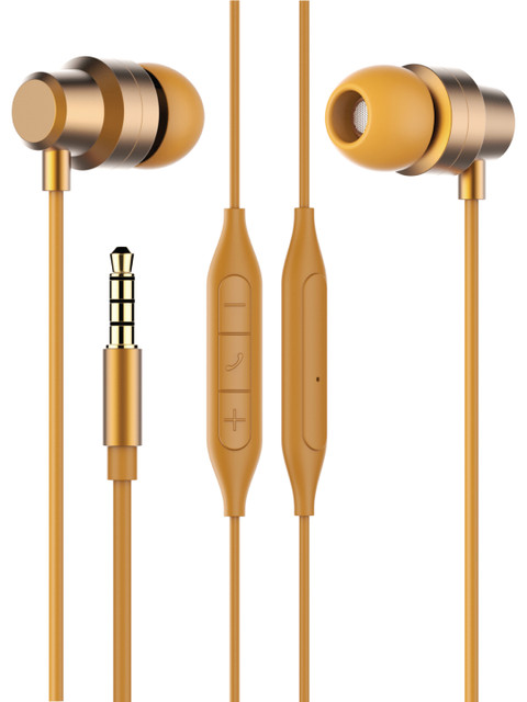

molife Unisex Mustard Yellow Solid Decibel Metal Earphone with HD Sound