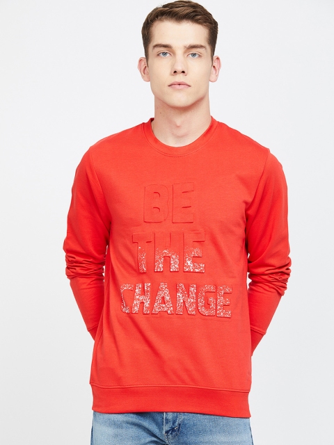 

Fame Forever by Lifestyle Men Coral Orange Printed Sweatshirt