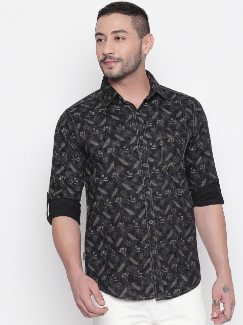 

Mufti Men Navy Blue & Grey Slim Fit Printed Casual Shirt