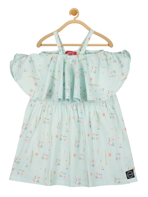 

Olele Girls Blue Printed A-Line Dress