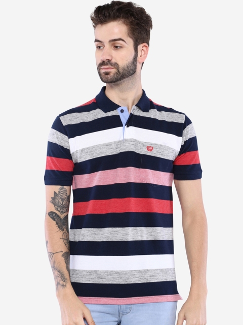 

Duke Men Multicoloured Striped Polo Collar T-shirt, Multi