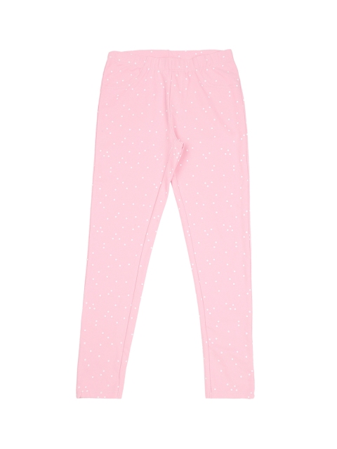

Pantaloons Junior Girls Pink & White Printed Jeggings