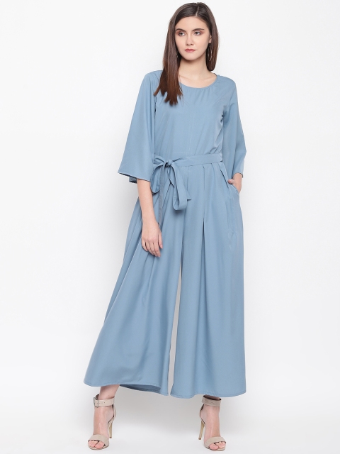

FABNEST Women Blue Solid Culotte Jumpsuit