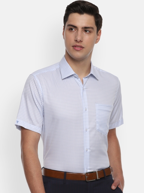 

Van Heusen Men Blue & Off-White Regular Fit Checked Formal Shirt