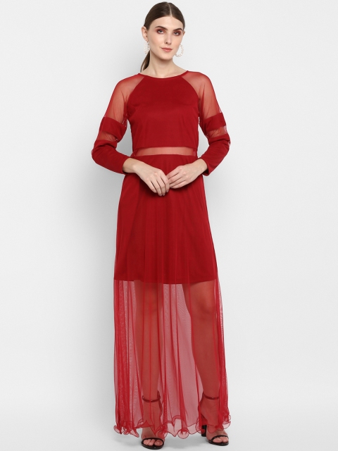 

TRENDY DIVVA Women Red Solid Maxi Dress