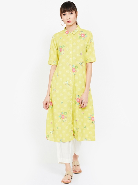 

Colour Me by Melange Women Yellow & Off-White Printed A-Line Kurta
