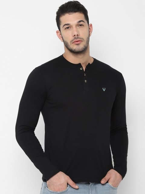 

Allen Solly Sport Men Black Solid Henley Neck T-shirt