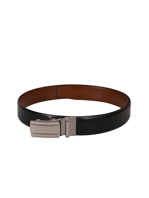 

CHRISTOPOLO Men Black & Brown Leather Reversible Belt