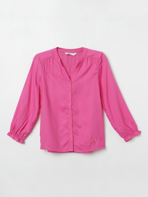 

Bossini Girls Pink Self Design Shirt Style Top
