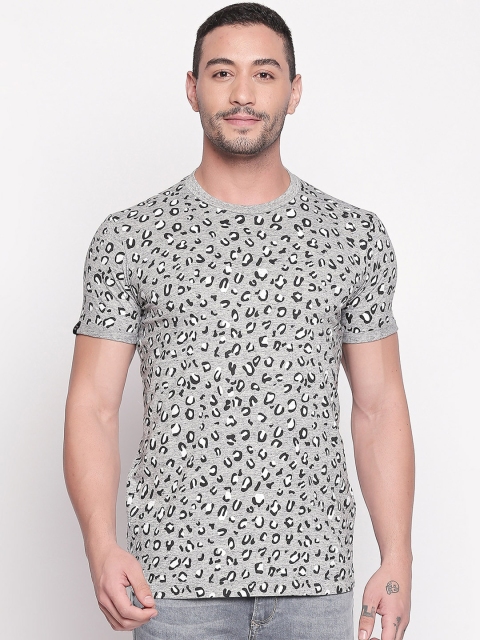 

Mufti Men Grey Printed Slim Fit Round Neck Pure Cotton T-shirt