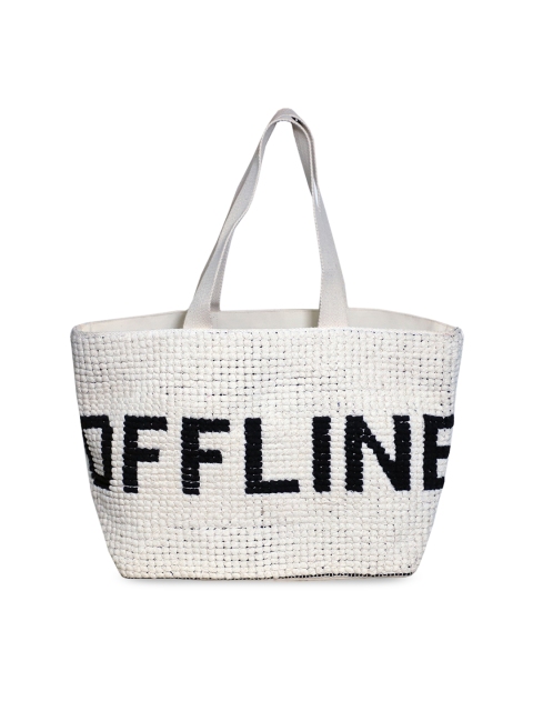 

Diwaah White & Black Self Design Tote Bag