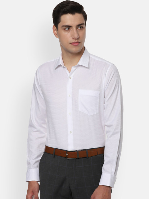 

Van Heusen Men White Slim Fit Self Design Formal Shirt