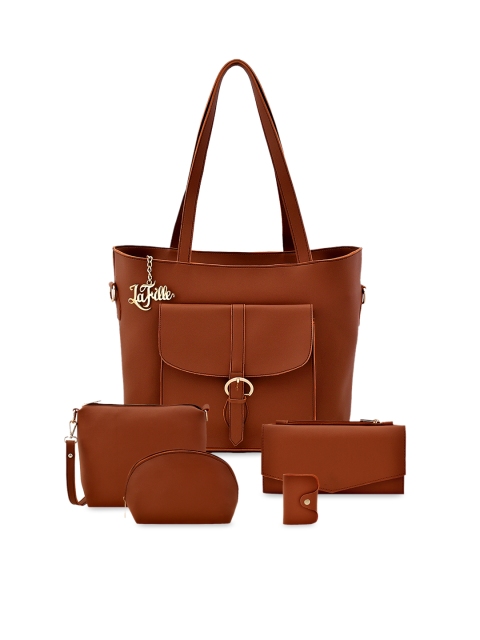 

LaFille Set of 5 Tan Brown Solid Shoulder Handbag