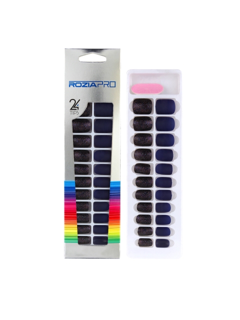

Rozia 24 Piece Artificial Nail Art Kit with Glue, Blue