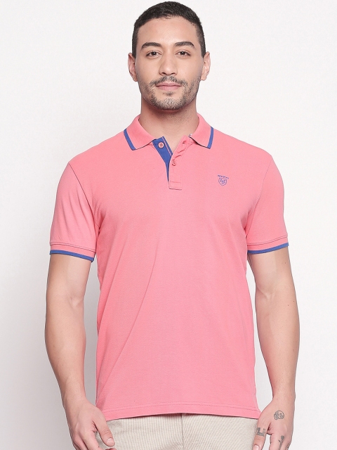 

Mufti Men Pink Solid Slim Fit Polo Collar Pure Cotton T-shirt