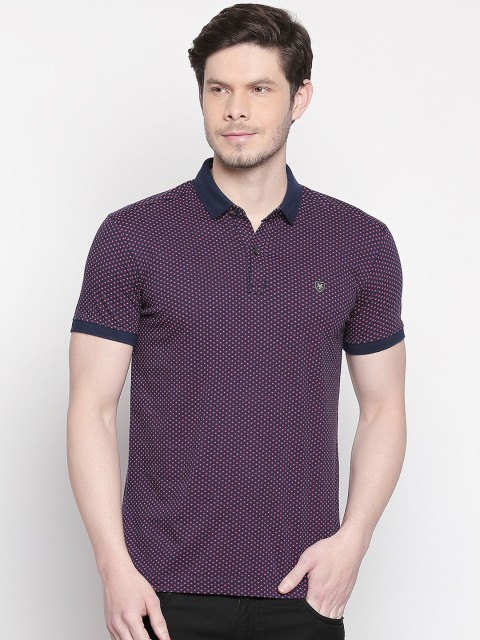 

Mufti Men Navy Blue & Red Printed Polo Collar Slim Fit T-shirt