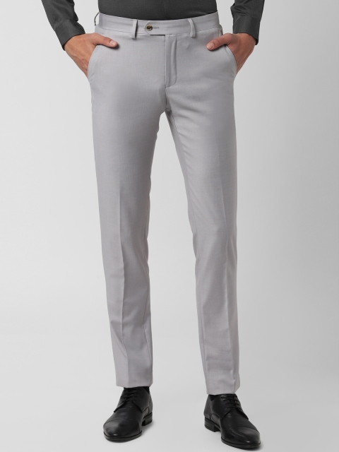 

Peter England Men Grey Slim Fit Solid Formal Trousers