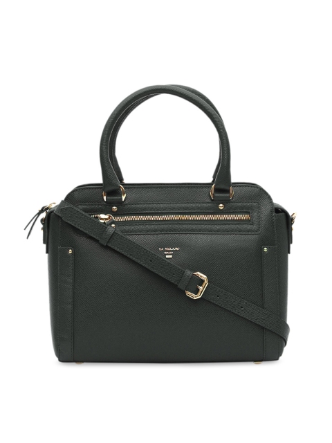Da Milano Green Solid Handheld Leather Bag