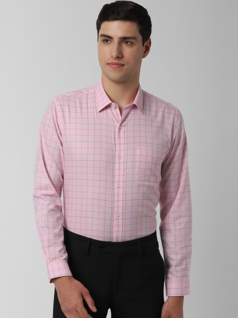 

Peter England Men Pink Slim Fit Checked Formal Shirt