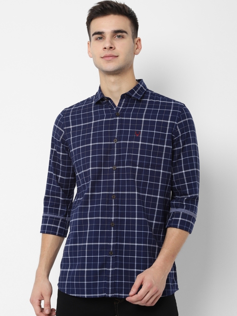 

Allen Solly Sport Men Navy Blue White Regular Fit Checked Casual Shirt