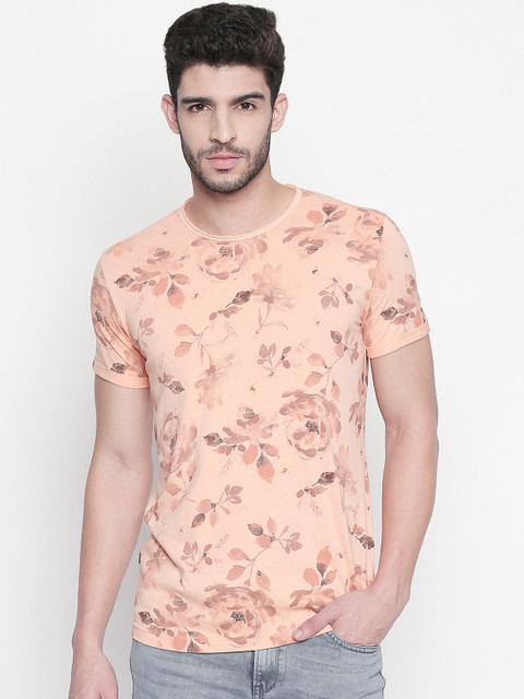 

Mufti Men Orange Slim-Fit Printed Round Neck T-shirt