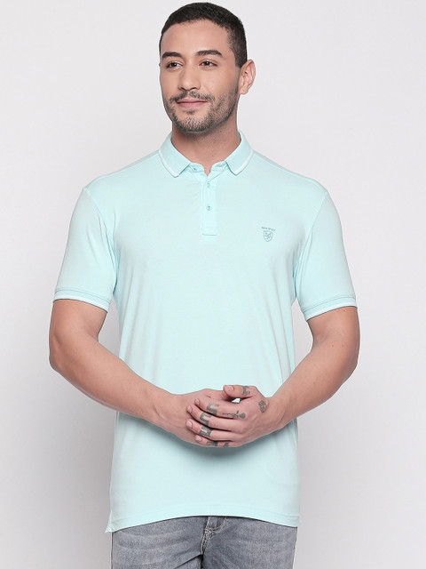 

Mufti Men Sea Green Solid Slim Fit Polo Collar T-shirt