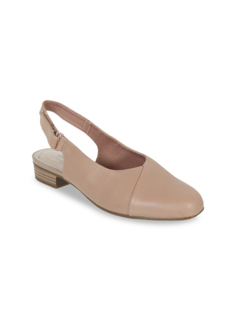 

Clarks Women Beige Solid Leather Ballerinas