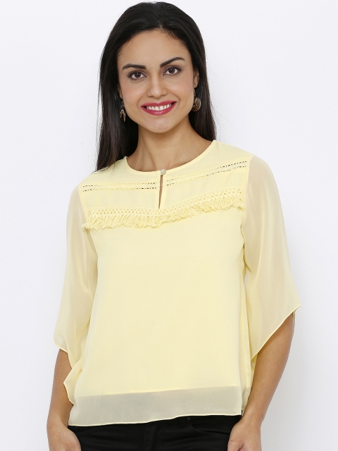 

Soie Women Yellow Solid A-Line Top