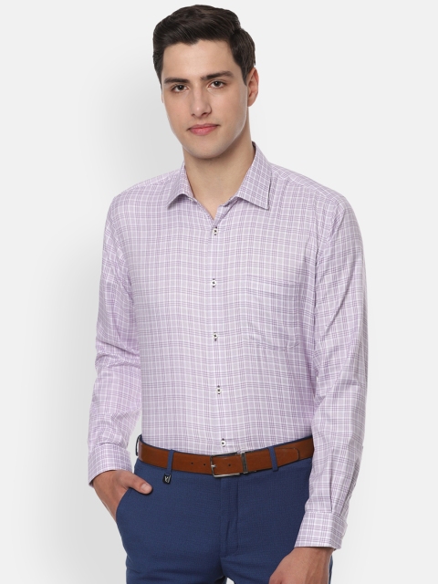 

Van Heusen Men Purple & White Regular Fit Checked Formal Shirt