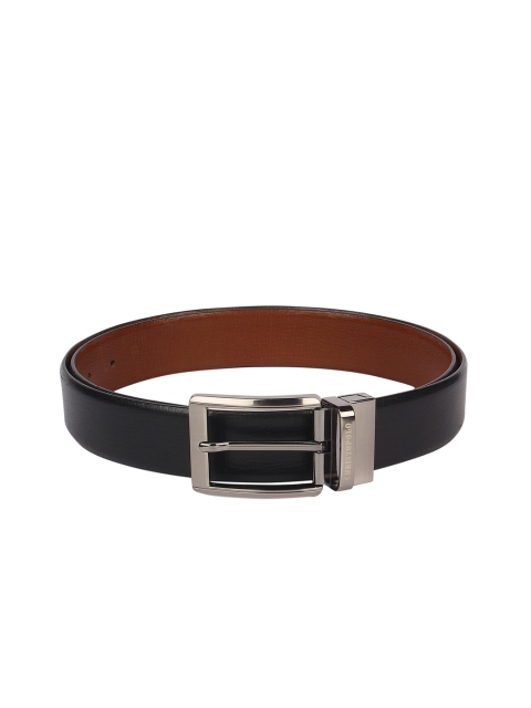 

CHRISTOPOLO Men Black & Brown Textured Reversible Genuine Leather Belt
