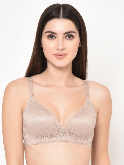 

Da Intimo Beige Lace Underwired Lightly Padded Everyday Bra DI-1278-C20