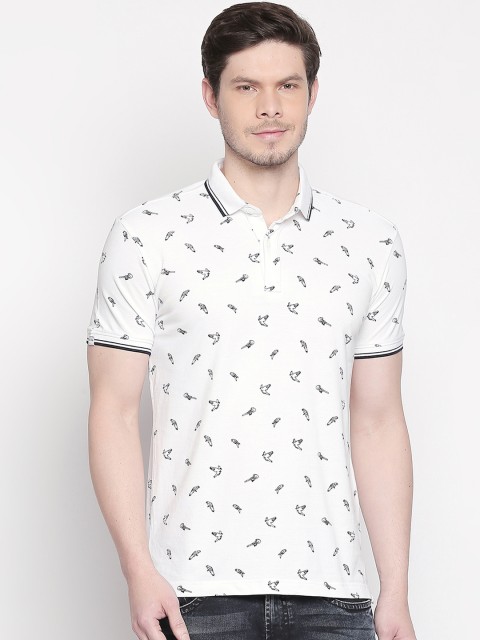 

Mufti Men White Printed Polo Collar Slim Fit T-shirt