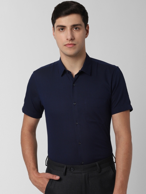 

Peter England Men Navy Blue Slim Fit Self Design Formal Shirt