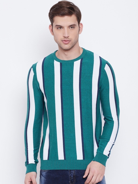 

BLACK BUCK Men Teal Blue Striped Pullover