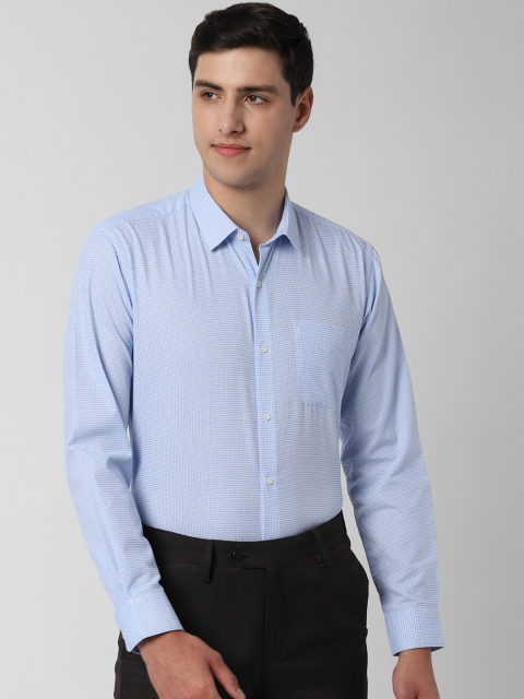 

Peter England Men Blue Regular Fit Checked Formal Shirt
