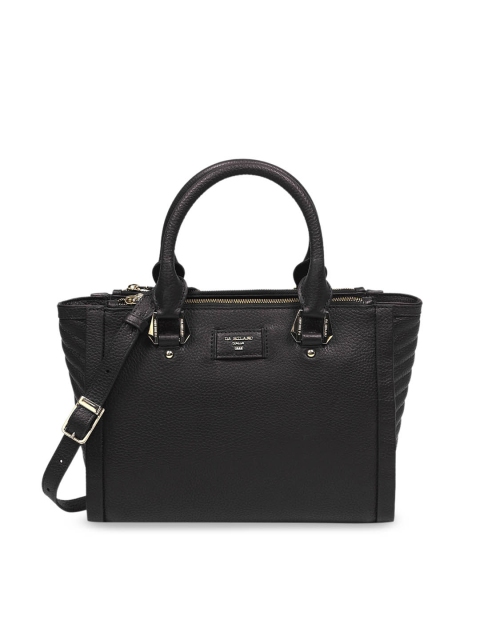 

Da Milano Black Solid Leather Handheld Bag