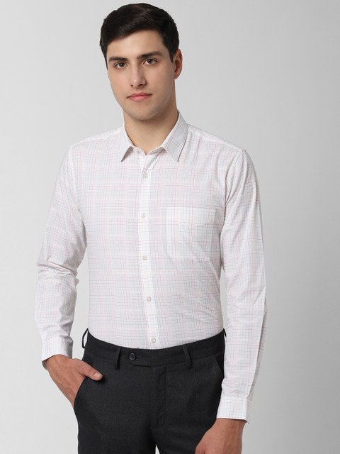 

Peter England Men White Slim Fit Checked Formal Shirt