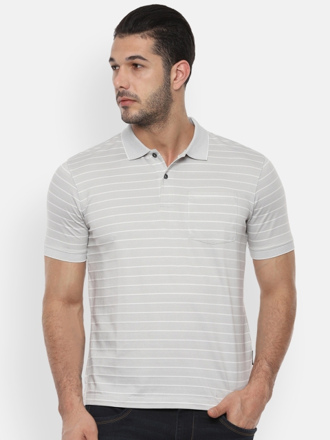 

Van Heusen Men Grey & White Printed Polo Collar T-shirt