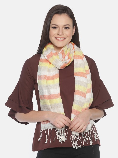 

Linen Club Women Multicoloured Linen Striped Stole, Multi