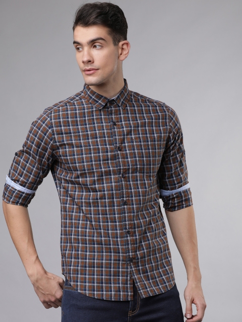 

Ecko Unltd Men Brown & White Slim Fit Checked Casual Shirt
