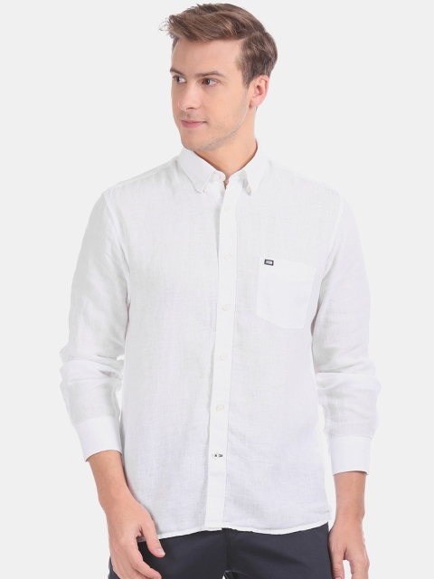 

Arrow Men White Regular Fit Solid Pure Linen Casual Shirt