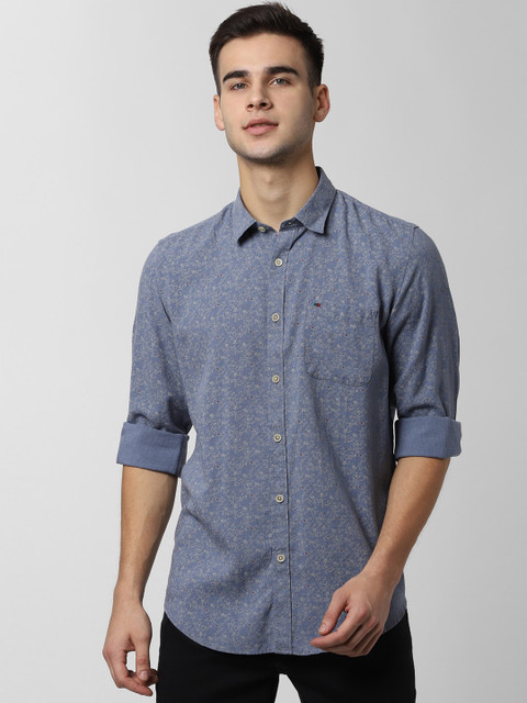 

Peter England Casuals Men Blue & Grey Slim Fit Printed Casual Shirt