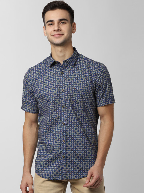 

Peter England Casuals Men Blue And Beige Slim Fit Printed Casual Shirt