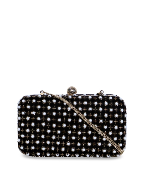 

Diwaah Black & Off-White Embellished Box Clutch
