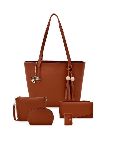 

LaFille Pack of 5 Tan Brown Solid Bags