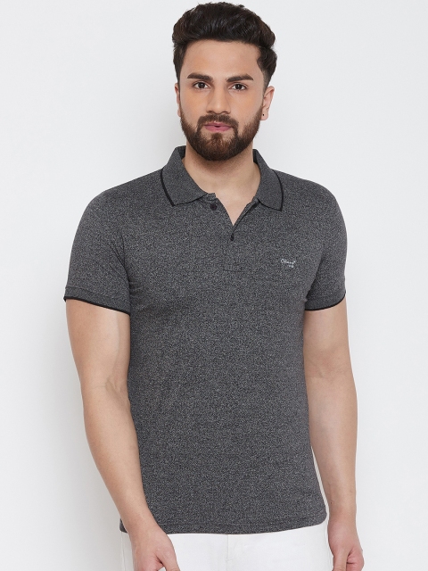 

Okane Men Black Solid Polo Collar T-shirt